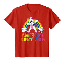 Load image into Gallery viewer, 10 Birthday Unicorn Dabbing Awesome Since 2010 T-Shirt