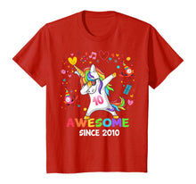 Load image into Gallery viewer, Dabbing Unicorn Awesome Since 2010 - 10th Birthday T-Shirt