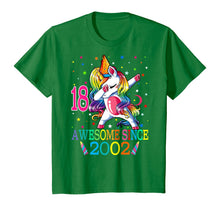 Load image into Gallery viewer, Awesome Since 2002 Dabbing Unicorn 18th Birthday Gift Girls T-Shirt