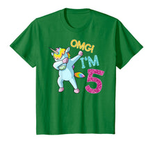 Load image into Gallery viewer, Kids 5th Birthday Dabbing Unicorn T-Shirt omg im 5 year old girl T-Shirt