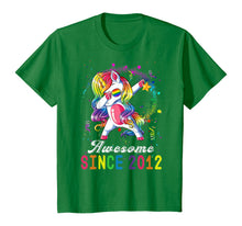 Load image into Gallery viewer, Girls Awesome Since 2012, 8th Birthday Unicorn Dabbing Cute T-Shirt