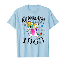 Load image into Gallery viewer, Women Dabbing Unicorn Awesome Since 1963 57th Birthday T-Shirt