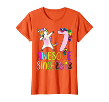 Load image into Gallery viewer, 7 year 7th birthday party dabbing unicorn awesome since 2013 T-Shirt