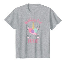 Load image into Gallery viewer, Kids 4th Birthday Shirt Girl Unicorn Fourth Birthday Outfit