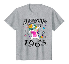 Load image into Gallery viewer, Women Dabbing Unicorn Awesome Since 1963 57th Birthday T-Shirt