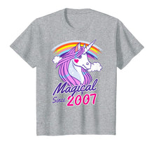 Load image into Gallery viewer, 13th Birthday Gift Magical Since 2007 Unicorn T-Shirt