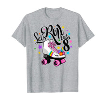 Load image into Gallery viewer, Lets roll into 8 Birthday. Unicorn, Roller skate T-shirt.