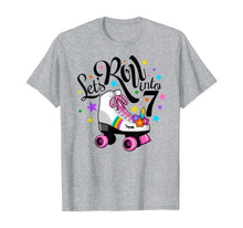 Load image into Gallery viewer, Lets roll into 7 Birthday. Unicorn, Roller skate T-shirt.