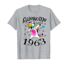 Load image into Gallery viewer, Women Dabbing Unicorn Awesome Since 1963 57th Birthday T-Shirt
