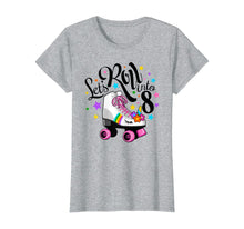 Load image into Gallery viewer, Lets roll into 8 Birthday. Unicorn, Roller skate T-shirt.